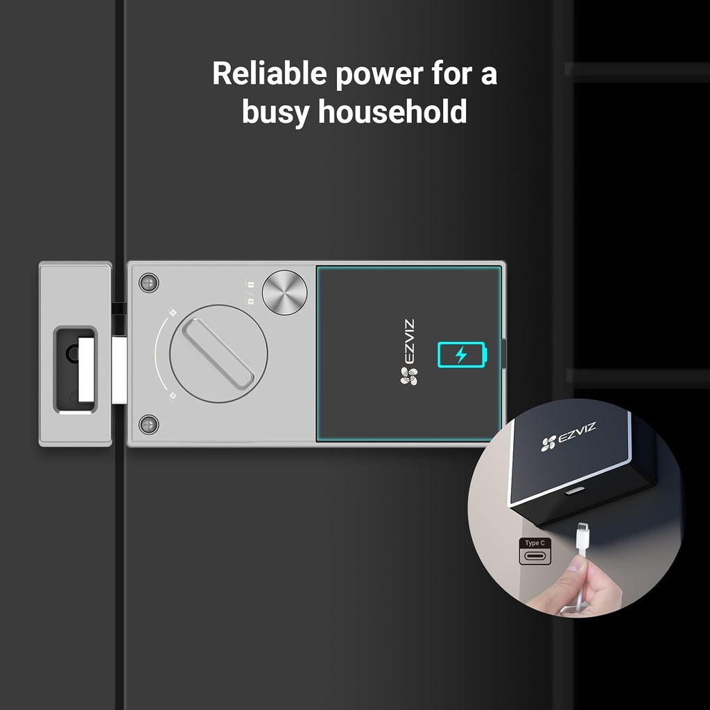 EZVIZ DL03 PRO - Smart Door Lock with Edge | Fingerprint Unlock | Remote App Unlock | Multiple Unlock Methods, Break-in Detection, Alarm